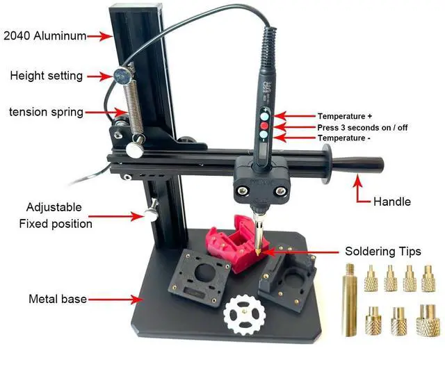 Alt view image 2 of 7 - Vertical Heat Pressing Machine,Heat Set Insert Tool,Brass Inserts 3D Printing,Heat Set Insert tip for Thread Knurled Nut M2/M3/M4/M5/M6(1/4)/M8