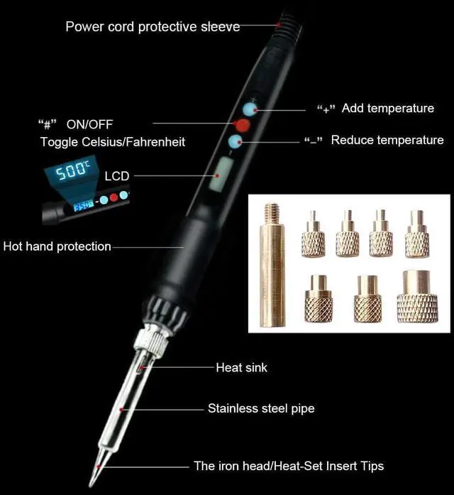 Alt view image 7 of 7 - Vertical Heat Pressing Machine,Heat Set Insert Tool,Brass Inserts 3D Printing,Heat Set Insert tip for Thread Knurled Nut M2/M3/M4/M5/M6(1/4)/M8