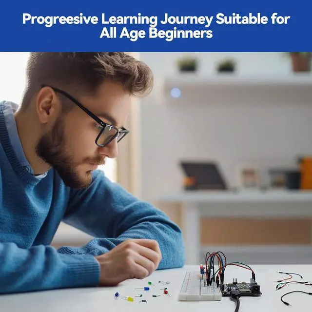 Alt view image 3 of 7 - Elite Explorer Kit with Original  Uno R4 WiFi, RoHS Compliant, Bluetooth IoT ESP32 IIC LCD1602 OLED, Super Starter Kit, Online Tutorials & Video Courses for Beginners & Engineers