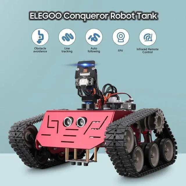 Alt view image 2 of 7 - Conqueror Robot Tank Kit with UNO R3 for  Robotics for Kids Ages 8-12 12-16 STEM Science Kits Coding Robots Toys for 8+ Year Old Boys Girls Teens Circuits Enginee Building Project