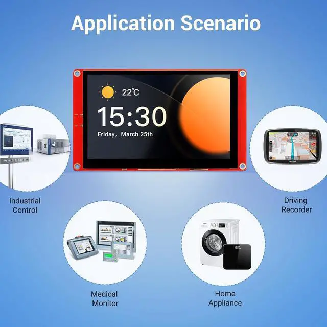 Alt view image 6 of 7 - ESP32 Display 800×480, 5 Inch HMI ESP32 RGB TFT LCD Touch Screen with Acrylic Case, 32-Bit LX6 Dual-Core Processor, Up to 240MHz, Compatible with , LVGL, PlatformIO, MicroPython