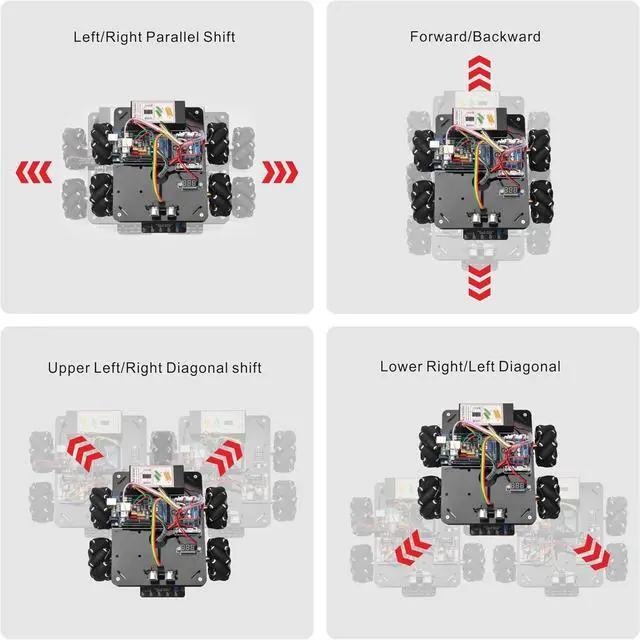 Alt view image 3 of 7 - Omni-directinal Mecanum Wheels Robotic Car Kit for  Mega2560 Metal Chassis DC Motor DIY STEM Remote Controlled Educational Mechanical DIY Coding for Teens Adult