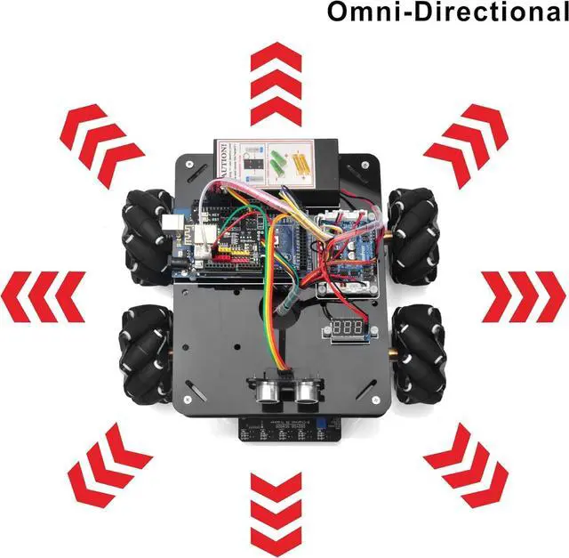 Alt view image 4 of 7 - Omni-directinal Mecanum Wheels Robotic Car Kit for  Mega2560 Metal Chassis DC Motor DIY STEM Remote Controlled Educational Mechanical DIY Coding for Teens Adult