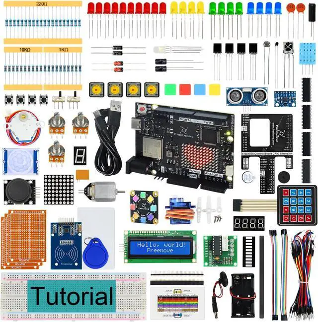 Main image of Ultimate Starter Kit with Board V5 Rev4 WiFi (Compatible with  IDE), Arm Cortex-M4 Microcontroller, Onboard ESP32-S3, 399-Page Detailed Tutorial, 220 Items, 78 Projects