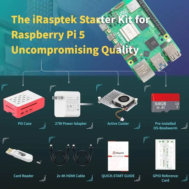Alt view image 7 of 7 - Starter Kit for  5 RAM 8GB -Pre-Loaded with 64GB Edition  OS Red&White Case