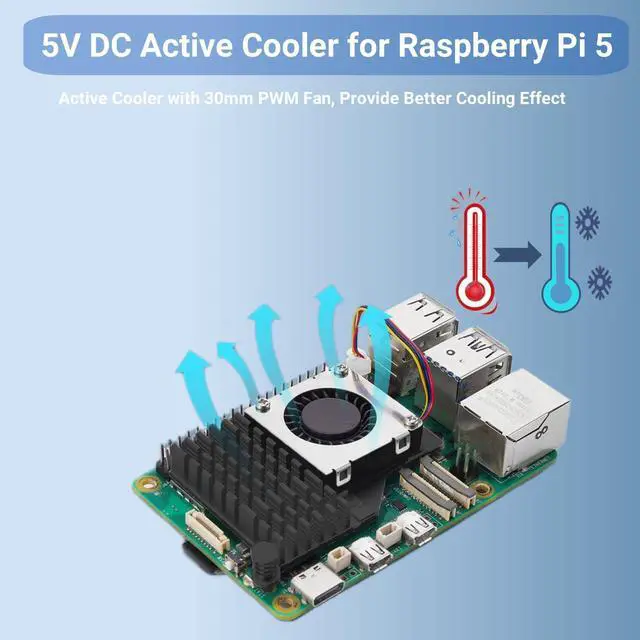 Alt view image 6 of 7 - 5 Kit 8GB RAM with Active Cooler, Pi 5 27W 5.1V5A PD Type-C Power Supply,  5 8GB Single Board and Screwdriver Included
