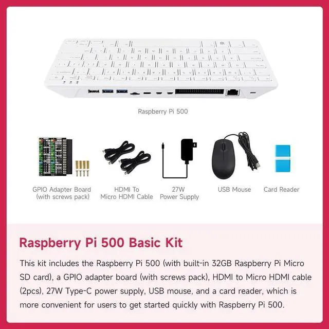 Alt view image 3 of 7 - Pi 500 Portable Keyboard, Compatible with  500, Personal Computer, Quad-core Arm Processor, WiFi/Bluetooth Support, Dual-4K Outputs, Comes with Official 32GB Micro SD Card