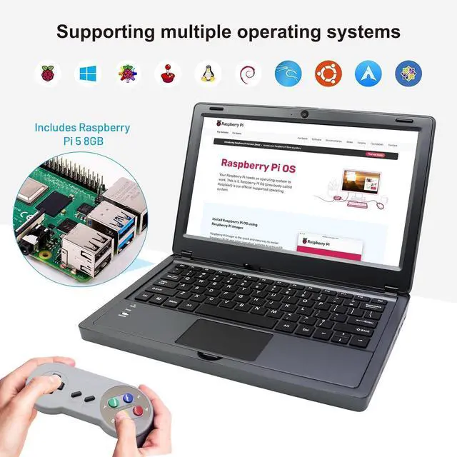 Alt view image 3 of 7 - for  5 8GB Kit, with Pi 5 8GB Single Board Computer, Crowpi2 - All in One Kit for  Laptop with 11.6inch Display, Learning Programming Kit with Sensors (8GB RAM)