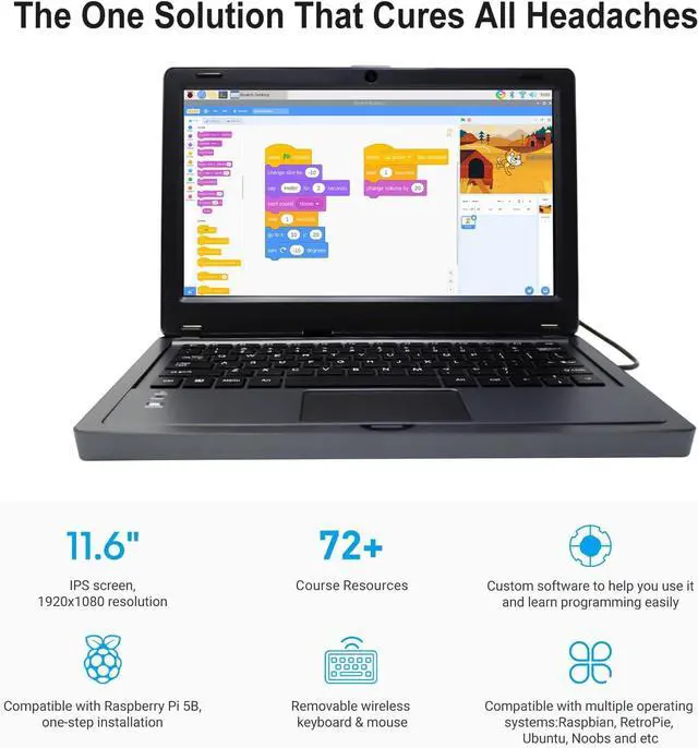 Alt view image 7 of 7 - for  5 8GB Kit, with Pi 5 8GB Single Board Computer, Crowpi2 - All in One Kit for  Laptop with 11.6inch Display, Learning Programming Kit with Sensors (8GB RAM)