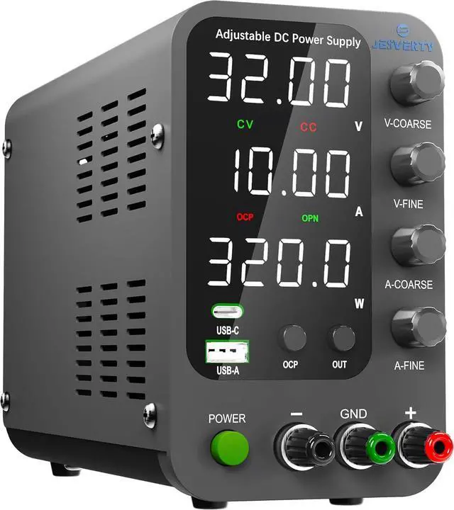 Main image of DC Power Supply able, 0-32V 0-10A Switching Bench Power Supply with 20W USB & Type-C Quick-Charge, Encoder Corase & Fine Adjustment Knob, Output Switch, 4-Digit LED Display - SPS-3010V
