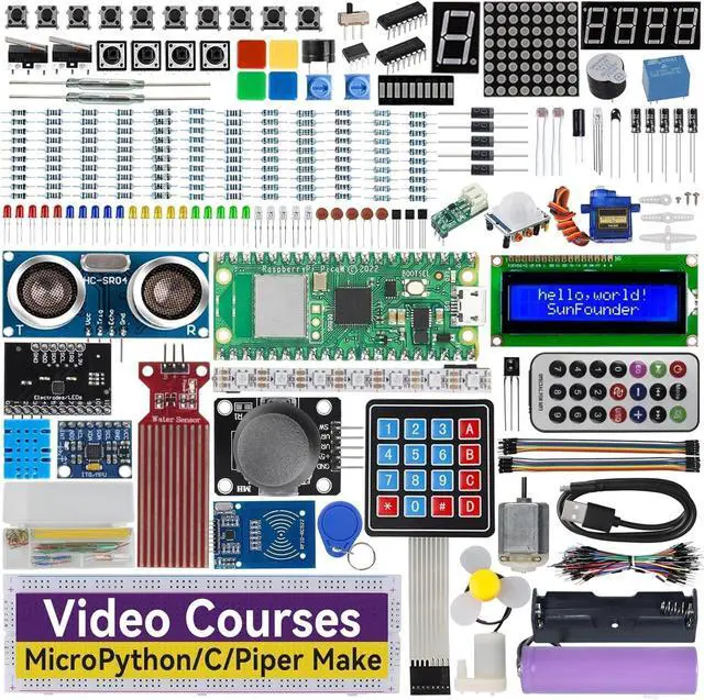 Main image of Pico W Ultimate Starter Kit with Online Tutorials, RoHS Compliant, 450+ Items, 117 Projects, MicroPython, C/C++ (Compatible with  IDE)