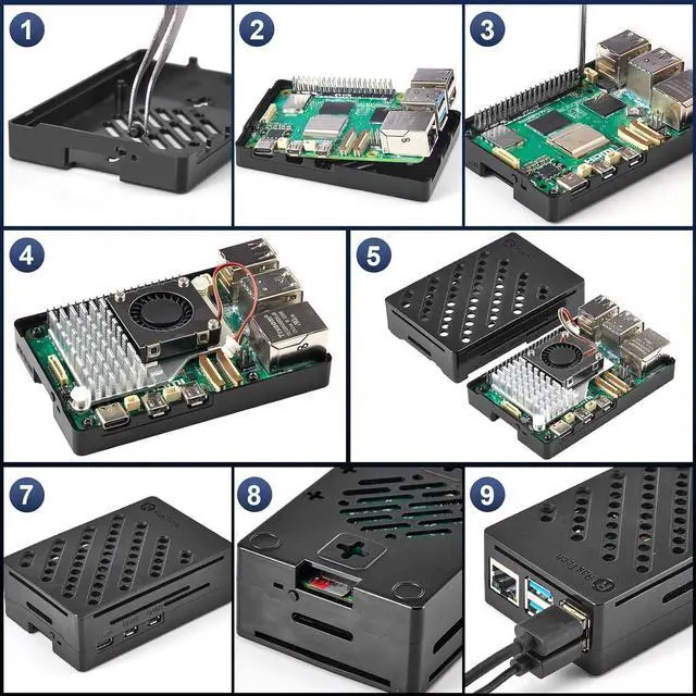 Alt view image 7 of 7 - for  5 16GB Kit with GaN 27W 5.1V5A USB-C Power Supply, Active Cooler,32GB Card Reders Kit, 4K Micro HD Out Cable, Pi 5 16GB Board Case and User Manual Included