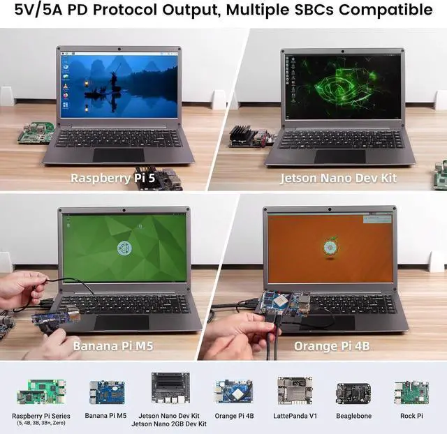 Alt view image 6 of 7 - Portable Monitor with Keyboard, 14 Inch Lapdock Display with Built-in Battery, 1080P FHD USB C Monitors with RPi5 & Jetson Adapters Compatible with , PC, Phone, Mac, Game Console