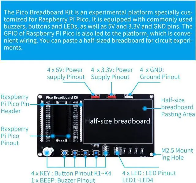 Alt view image 6 of 7 - Micro Python Programing Kit for  Pico, Breadboard, I2C 1602 LCD Display Module for  Beginners & Software Engineer