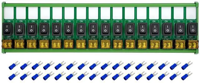 Main image of DIN Rail Mount Rocker Switch Module, 10Amp 250VAC/50VDC (16 Channel)