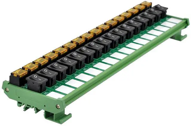 Alt view image 3 of 7 - DIN Rail Mount Rocker Switch Module, 10Amp 250VAC/50VDC (16 Channel)