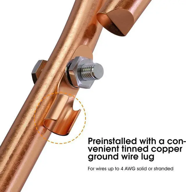 Alt view image 3 of 6 - Portable Grounding Rod with 10' Long Flexible Bonding Wire with Copper Clip