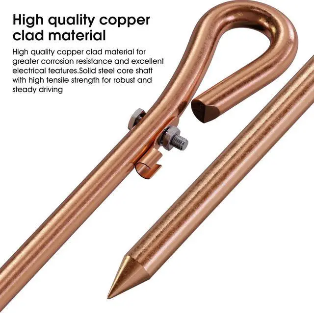 Alt view image 5 of 6 - Portable Grounding Rod with 10' Long Flexible Bonding Wire with Copper Clip