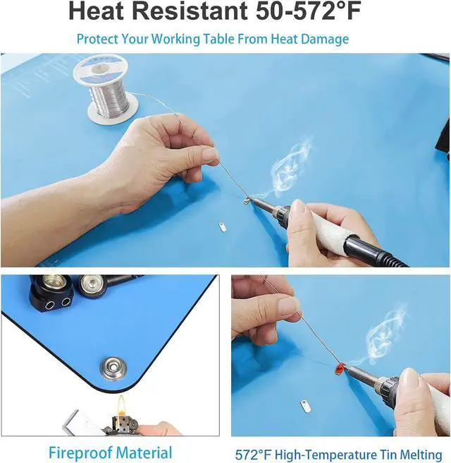 Alt view image 3 of 7 - 30x12 Inch ESD Rubber Mat, Anti Static Table Floor Pad for PC Building Electronic Device Repair Solder Assembly Work, W/H Grounding Kit- Antistatic Plug Wrist Strap Wristband Cord GlovesBlue