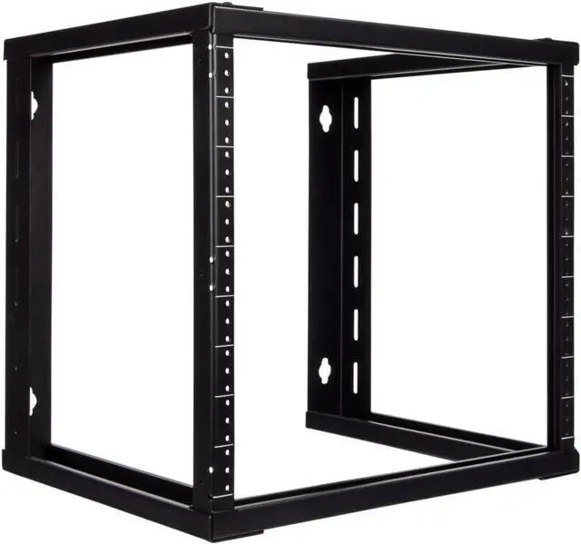 Main image of 9U Open Frame Wall Mount Server Rack for 19" Networking IT Equipment & A/V, 12-24 Threaded, Compatible with 2-Post Mounting, Black