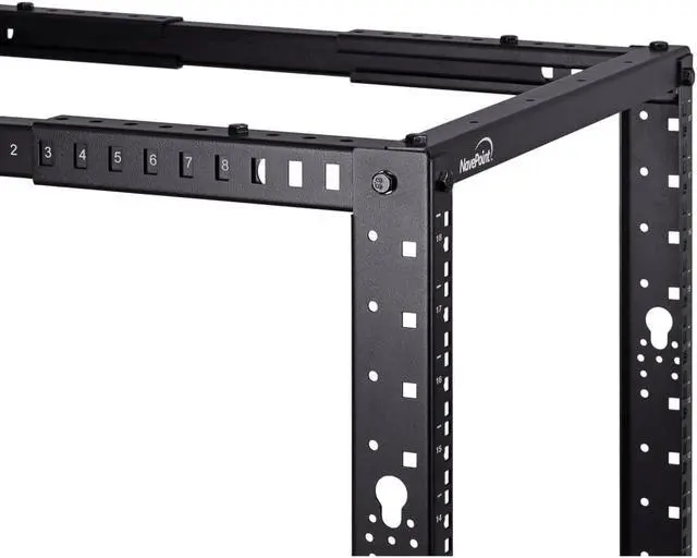 Alt view image 5 of 7 - 12U 4 Post Server Rack  Open Frame Rack for 19 Inch Equipment, Adjustable Depth 4-Post Network Rack with Casters Wheels, 12U Server Rack 1322lbs Capacity, Black