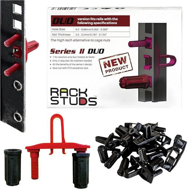 Main image of DUO50 1RU Series II Rack Mount Solution - Effortless Alternative to Traditional Rack Screws and Cage Nuts & Server Rack Screws Ideal for Server Hardware Setup - 50 Pack, Universal Version