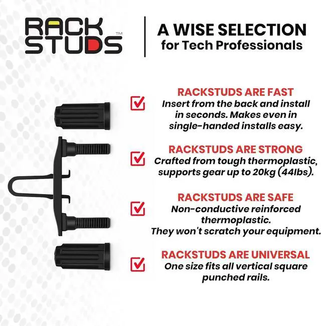 Alt view image 6 of 7 - DUO50 1RU Series II Rack Mount Solution - Effortless Alternative to Traditional Rack Screws and Cage Nuts & Server Rack Screws Ideal for Server Hardware Setup - 50 Pack, Universal Version