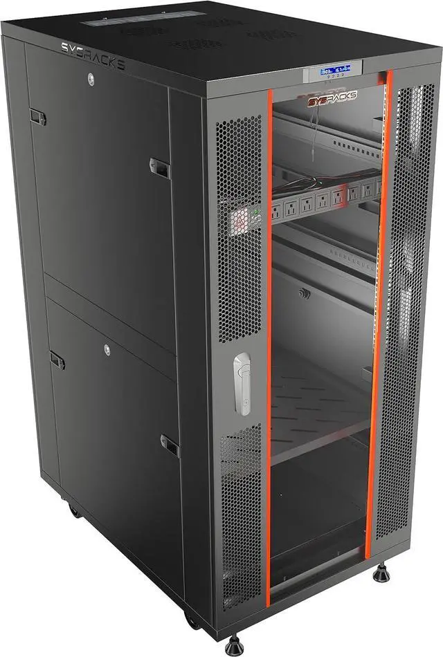 Alt view image 2 of 7 - Server Rack Network Cabinet Locking Deep Server Cabinet 39-Inch Depth Floor Network Rack on Wheels Portable Computer Cabinet (32U (24" w x39 d x67))