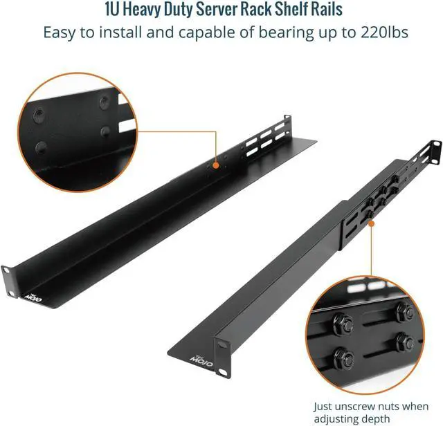 Alt view image 3 of 6 - Universal 1U Rack Mount Rail,4-Post Fully Server Rack Shelf Rail with 20.9"-32" Adjustable Depth, Fit for Non-Rack Mountable Server/Networking/AV/IT Equipment