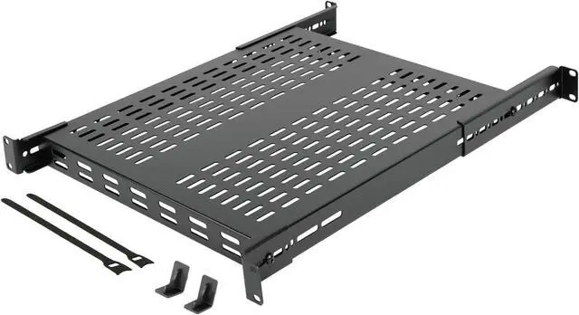 Main image of 1U 4-Post Vented Server Rack Mount Shelf,21.7in Deep with Adjustable Depth 13.5-31.8 Inch,Supports to 242 lbs,Universal Tray for 19 Inch AV/Network Equipment Rack,Black