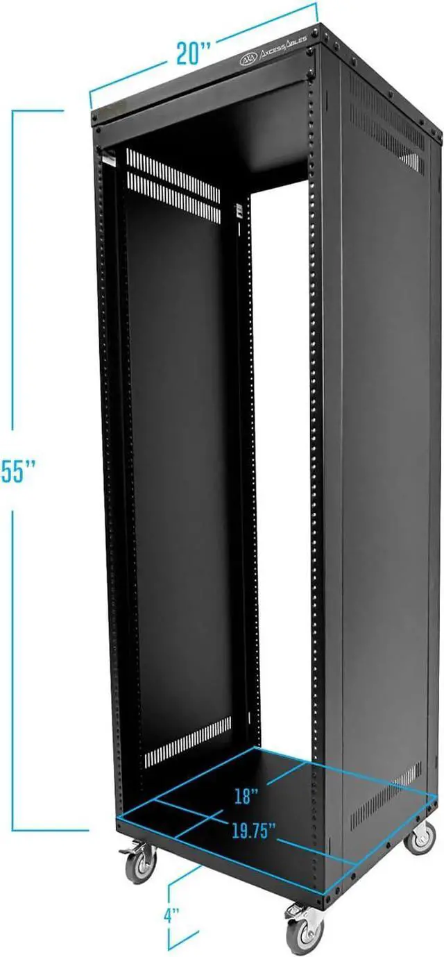 Alt view image 3 of 7 - AxcessAbles RK 30U Rack-Mount Cabinet Case w/Caster Wheels Compatible with 10-32 (USA 5mm & European 6mm) Rack Standards for AV, DJ, Home Theater, Network, Server, Computer, Electronics