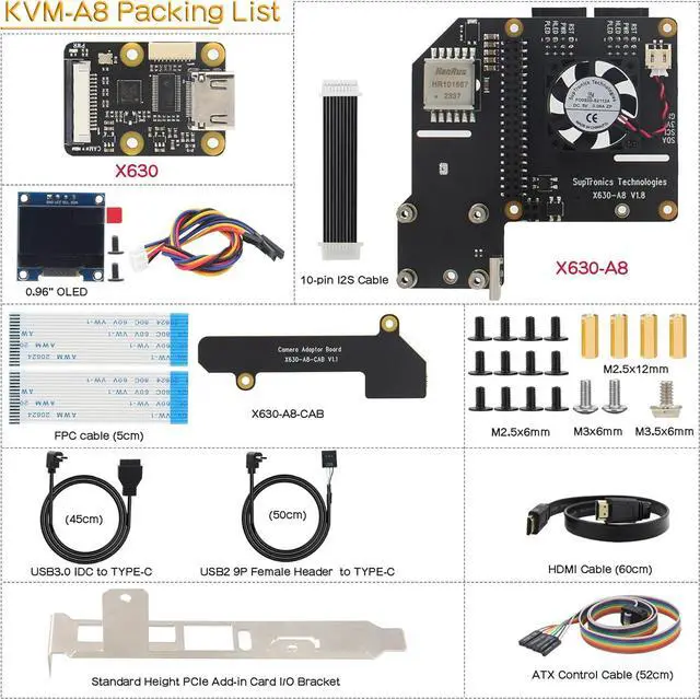 Alt view image 6 of 7 - KVM-A8 PCIe Version for Raspberry Pi 4 Model B KVM Over IP Support KVM V3 PoE ATX HDMI CSI (Unassembled and Not Include Raspberry Pi 4/SD Card/Power Adapter)