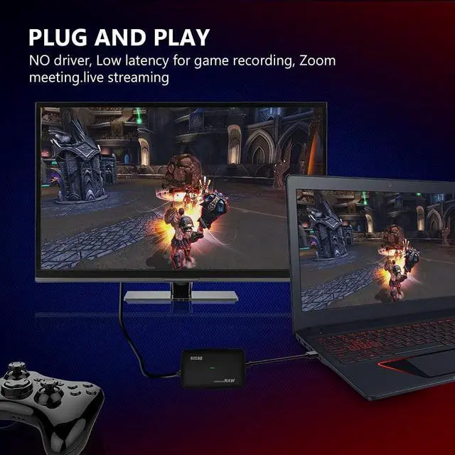 Alt view image 5 of 7 - 4K Game Capture Card Live Streaming and Record in 4K30P or 1080P 120HZ,HDMI Zero-Lag Pass-Through USB3.0 Video Ultra-Low Latency for PS3, PS4, Xbox Series X/S, Xbox One, Nintendo Switch