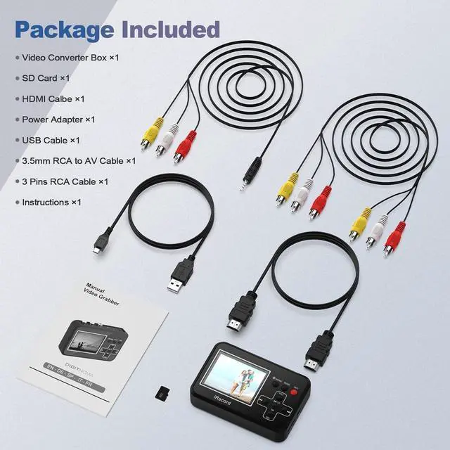 Alt view image 6 of 6 - VHS to Digital Converter, Mini Video Capture Device, Record Video from DVD, VCR's, VHS Tapes, Hi8, RCA, TV Box, Camcorder and Gaming Systems