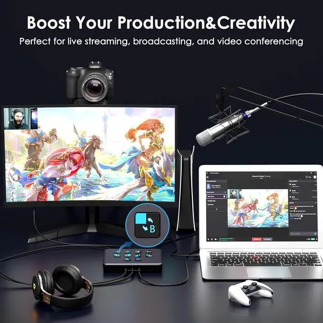 Alt view image 6 of 7 - HDMI Live Stream Switcher, 4K 60HZ Video Capture Card USB c HDMI to USB 3.0 Video Capture for Streaming,Podcasting,Compatible with PS5,PS4/Pro,Xbox Series X/S,Xbox One X/S,OBS