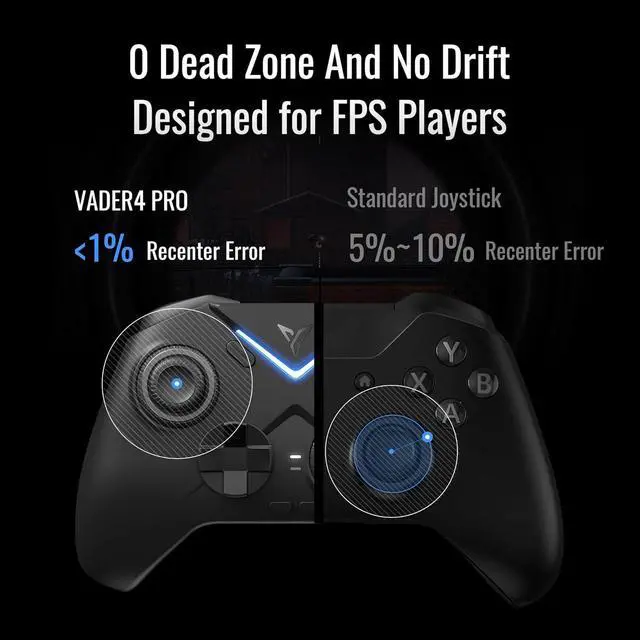 Alt view image 5 of 7 - Vader 4 Pro Controller Force Adjustment Lever Joystick, Hall & Micro Triggers, 1000Hz Report Rate, 4-Motor Stereo Vibration, 800mAh, Multi-Platform for PC/NS/Android/TV (No Xbox/PS)