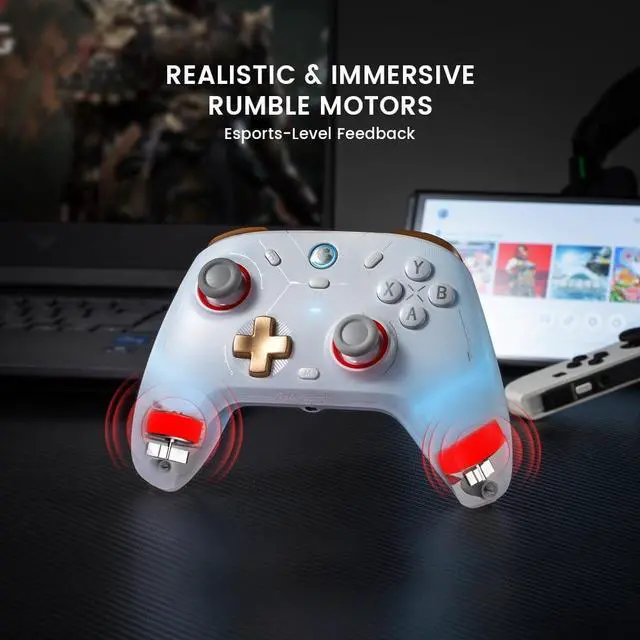Alt view image 7 of 7 - 2 Pro Wireless Controller for Switch, Windows PC, Steam, Android, iOS, PC Game Controller with Mag-Res TMR Sticks, Hall Effect Triggers, RGB Lightning, 6-Axis Gyro, Turbo without Charging Dock(White)