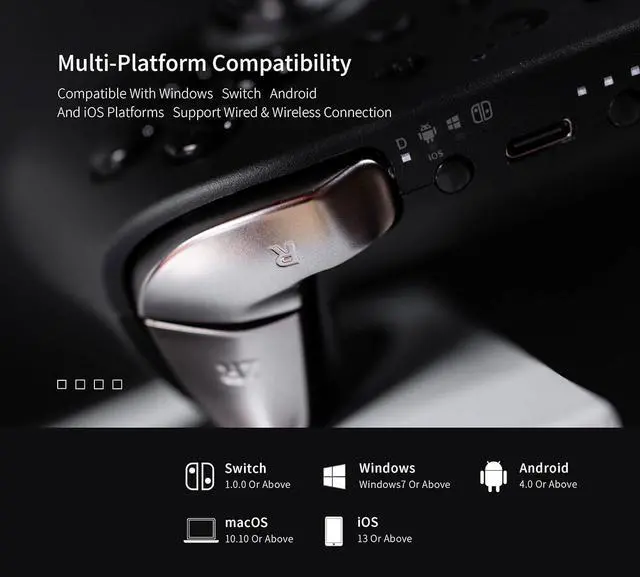 Alt view image 4 of 7 - KK2 T Wireless Switch Game Controller, Anti-Drift TMR Magnetic Joystick Controllers for PC/Windows/Switch/Switch 2, PC Turbo Controller Six-axis Gyro, APG, Protective Case(No Back Button)