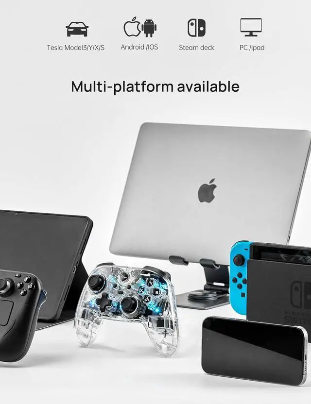Alt view image 6 of 7 - TPARTS Wireless Game Controller for Tesla Model 3/Y/S/X, Multi-Device Crystal Clear Controller with 7-Colors LED Mode Special Programmed and Design For Tesla/Switch/STEAM Deck/PC(1 pc)