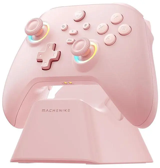 Main image of G3V2 Bluetooth Controller for Pc/Switch/Ios/Android, Hall Effect Joysticks, RGB Lighting Gaming Controller,2 Programmable Buttons,1000mah Battery With Charging Station, Pink