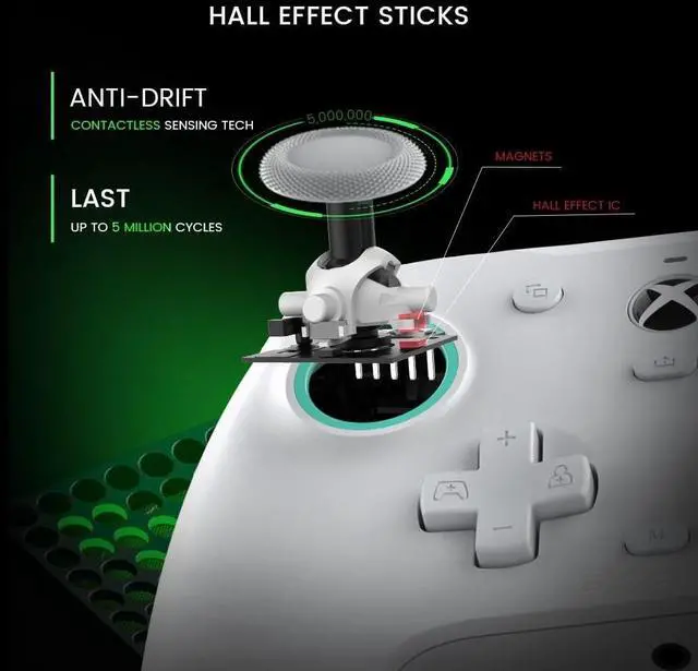 Alt view image 3 of 6 - Wired Controller, G7 SE Gaming Gamepad for Xbox One, Xbox Series X|S & Windows with Hall Effect Joysticks/Hall Trigger