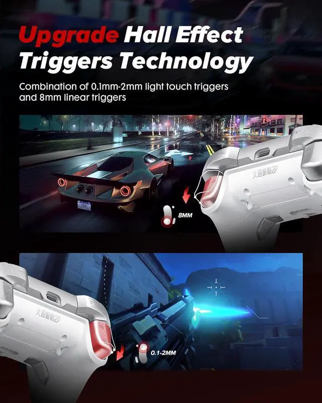 Alt view image 3 of 7 - KP20 Wireless Controller for PC, Switch/Switch 2, Android, TV, Steam Deck, TMR Joysticks & Hall Triggers, Bluetooth & 2.4g Gamepad with 1000Hz Polling Rate and Mechanical Buttons