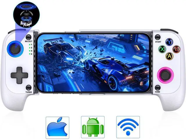 Main image of for iPhone Game Controller Compatible with iPhone 16/15 & Android, Mobile Gaming Controller with Hall Joysticks,Phone Case Support,Wireless Phone Controller for Xbox Game Pass,Steam Link & More, White