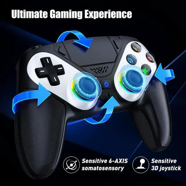 Alt view image 6 of 7 - LED Wireless Controller for PS5, Compatible with PS5 Pro/Slim/PC, Dual Vibration, Marco/Turbo Function, 3.5mm Audio Jack, 6-Axis Motion Contro Gamepad with Speaker