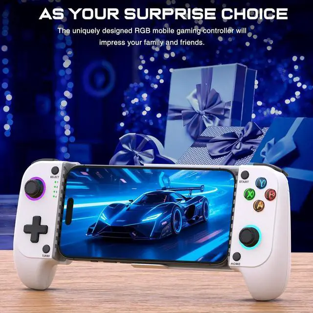 Alt view image 7 of 7 - for iPhone Game Controller Compatible with iPhone 16/15 & Android, Mobile Gaming Controller with Hall Joysticks,Phone Case Support,Wireless Phone Controller for Xbox Game Pass,Steam Link & More, White