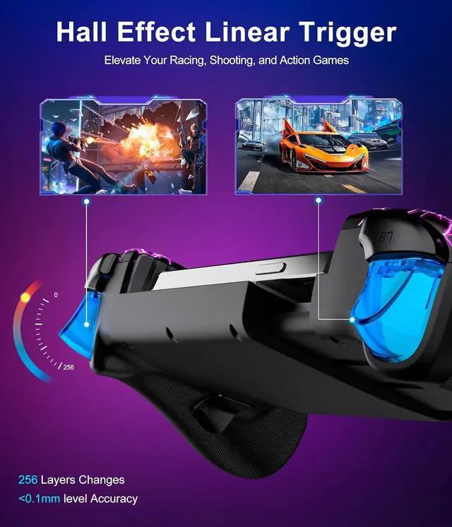 Alt view image 3 of 6 - Anti-DriftWireless Mobile Gaming Controller for iPhone/Android, Hall Joystick&Trigger Bluetooth Phone Controller, Handheld Game Console Quality - For Cloud Gaming,Genshin Impact,Roblox,Call of Duty