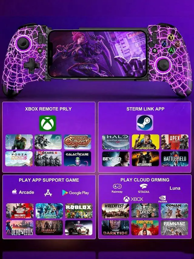 Alt view image 5 of 6 - Anti-DriftWireless Mobile Gaming Controller for iPhone/Android, Hall Joystick&Trigger Bluetooth Phone Controller, Handheld Game Console Quality - For Cloud Gaming,Genshin Impact,Roblox,Call of Duty