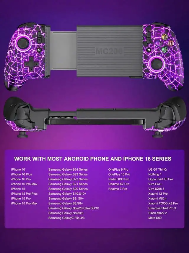 Alt view image 6 of 6 - Anti-DriftWireless Mobile Gaming Controller for iPhone/Android, Hall Joystick&Trigger Bluetooth Phone Controller, Handheld Game Console Quality - For Cloud Gaming,Genshin Impact,Roblox,Call of Duty