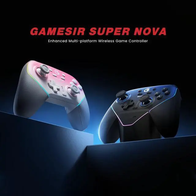 Alt view image 7 of 7 - Super Nova Wireless Gaming Controller for PC/Switch/Switch 2/iOS/Android, 1000Hz Polling Rate, Hall Effect Stick & Trigger, Rubberized Grips, RGB Lighting, 1000mAh - Blue
