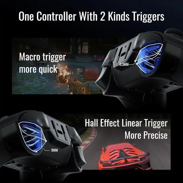 Alt view image 3 of 7 - Vader 4 Pro Controller Force Adjustment Lever Joystick, Hall & Micro Triggers, 1000Hz Report Rate, 4-Motor Stereo Vibration, 800mAh, Multi-Platform for PC/NS/Android/TV (No Xbox/PS)